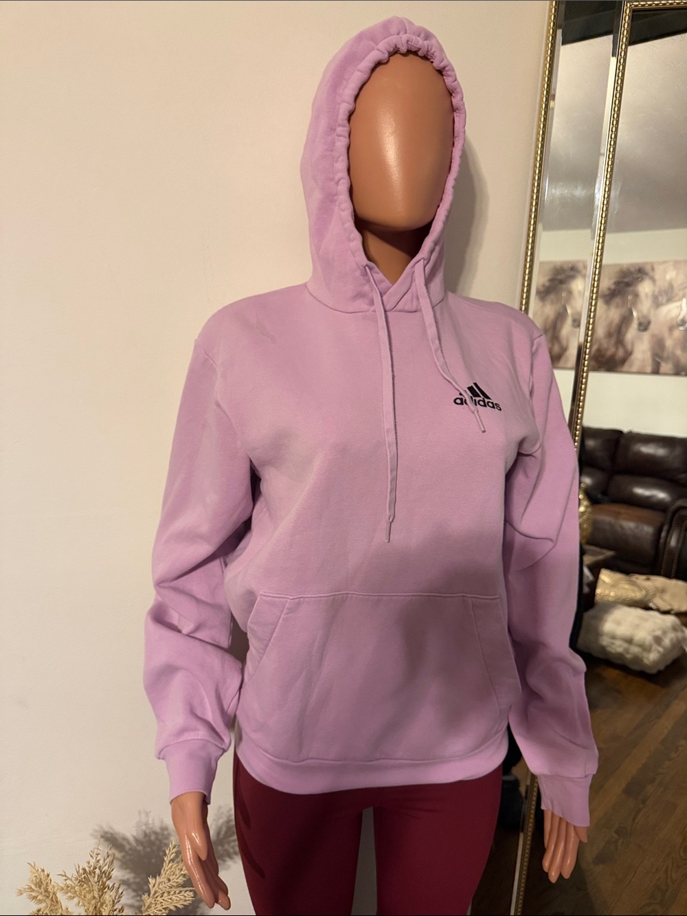 adidas Lavender/Pastel Purple Hoodie with Black Logo - Picture 3 of 4